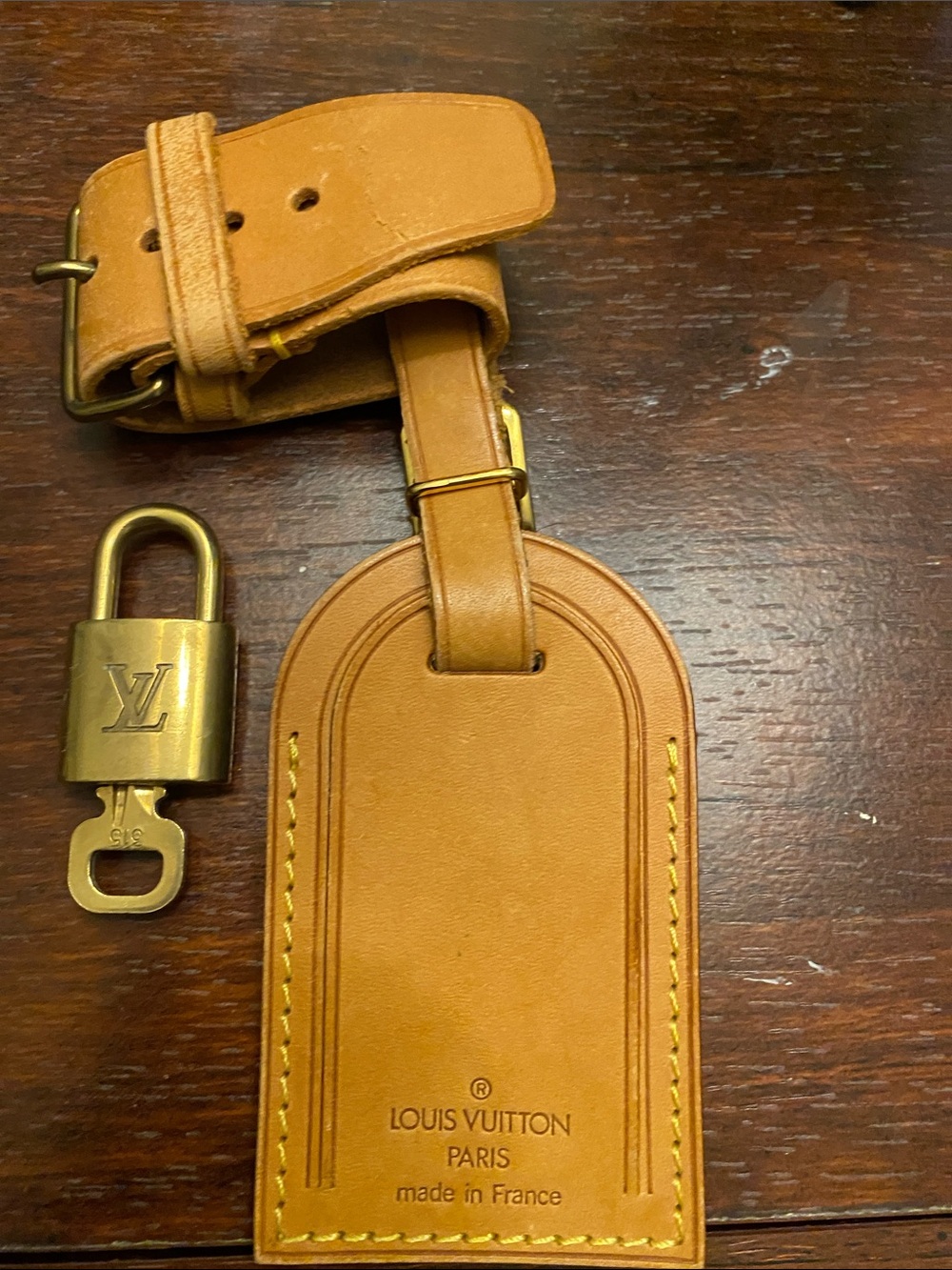Louis Vuitton Vachetta Leather Luggage Tag and Strap with key 315 - Cognac Brown